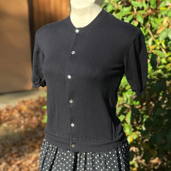 Comme des Garçons Vintage 70s Polka Dot Silk Maxi Dress Cottagecore Blue Small - Picture 4 of 10